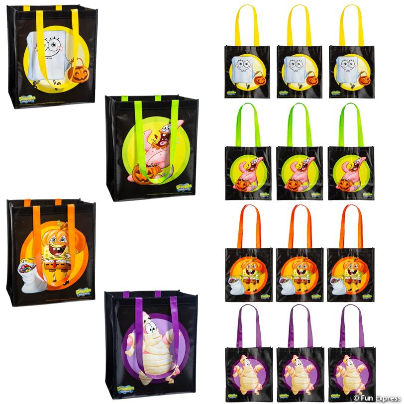 SpongeBob Large Fabric Halloween Totes- 4 PK